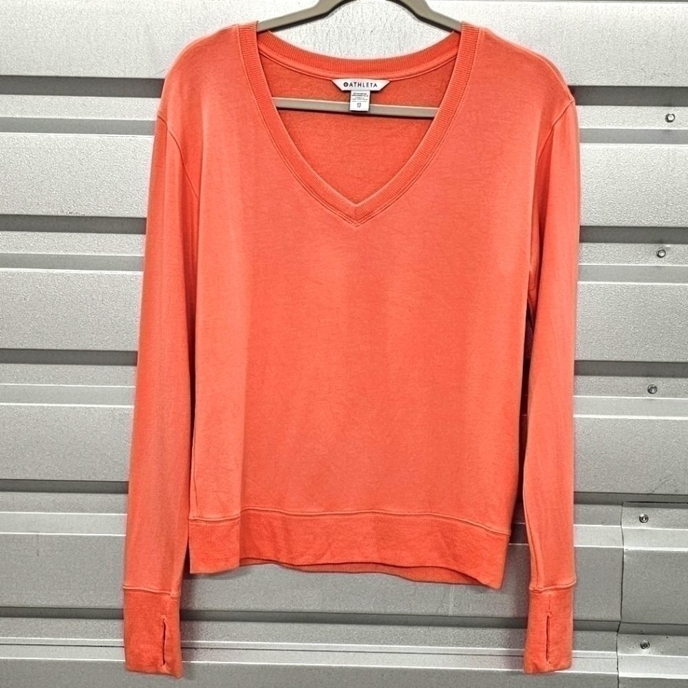 Athleta Sunrise Coral V-Neck Athletic Athleisure Shirt